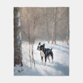 Boston Terrier lässt es Weihnachten Fleecedecke (Vorderseite)