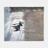 Boston Terrier lässt es Weihnachten Fleecedecke (Vorderseite (Horizontal))