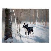 Boston Terrier lässt es Weihnachten Große Geschenktüte (Rückseite)