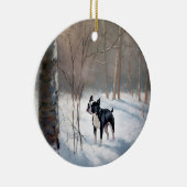 Boston Terrier lässt es Weihnachten Keramik Ornament (Rechts)