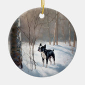 Boston Terrier lässt es Weihnachten Keramik Ornament (Vorne)