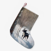Boston Terrier lässt es Weihnachten Kleiner Weihnachtsstrumpf (Vorderansicht (hängend))