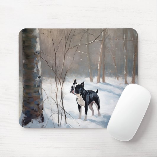Boston Terrier lässt es Weihnachten Mousepad (Mit Mouse)