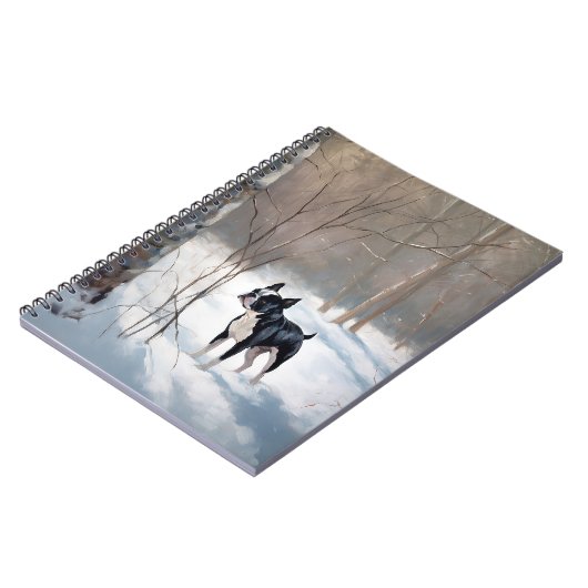 Boston Terrier lässt es Weihnachten Notizblock (Linke Seite)