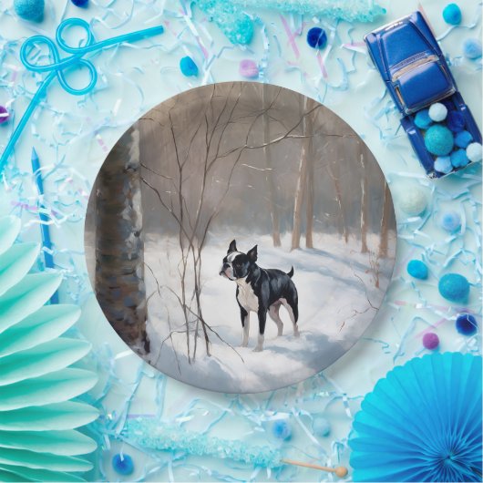 Boston Terrier lässt es Weihnachten Pappteller (Party)