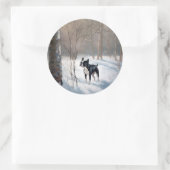 Boston Terrier lässt es Weihnachten Runder Aufkleber (Tasche)