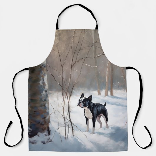 Boston Terrier lässt es Weihnachten Schürze (Vorderseite)