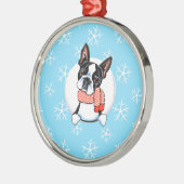 Boston Terrier Let it Snow Silbernes Ornament (Links)