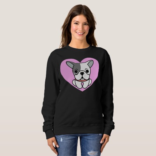 Boston Terrier Liebe Herz Sweatshirt (Vorne ganz)