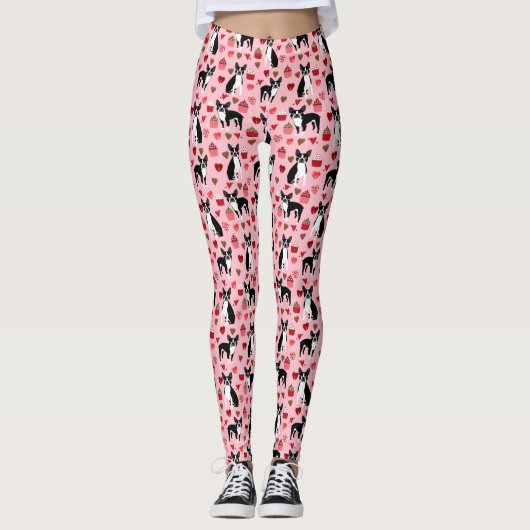 Boston Terrier Liebe - niedliche Valentine Legging Leggings (Vorderseite)