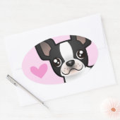 Boston Terrier Liebe Ovaler Aufkleber (Umschlag)