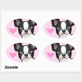 Boston Terrier Liebe Ovaler Aufkleber (Blatt)