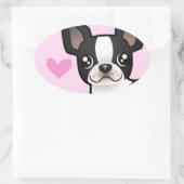 Boston Terrier Liebe Ovaler Aufkleber (Tasche)
