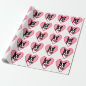 Boston Terrier Liebe Pink Hearts Wrapping Paper Geschenkpapier (Ungerollt)