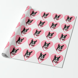 Boston Terrier Liebe Pink Hearts Wrapping Paper Geschenkpapier