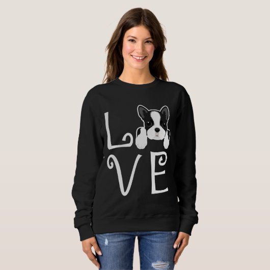 Boston Terrier Liebe Relaxen Fit Sweatshirt (Vorne ganz)