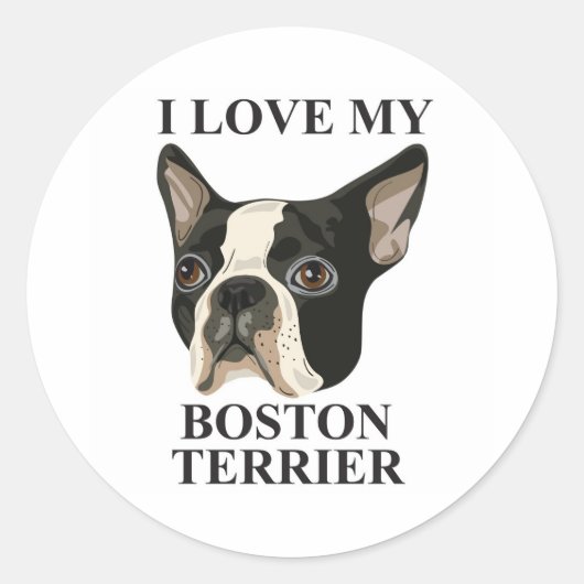 Boston Terrier Liebe Runder Aufkleber (Vorderseite)