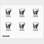 Boston Terrier Liebe Runder Aufkleber (Blatt)