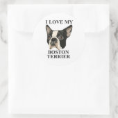 Boston Terrier Liebe Runder Aufkleber (Tasche)