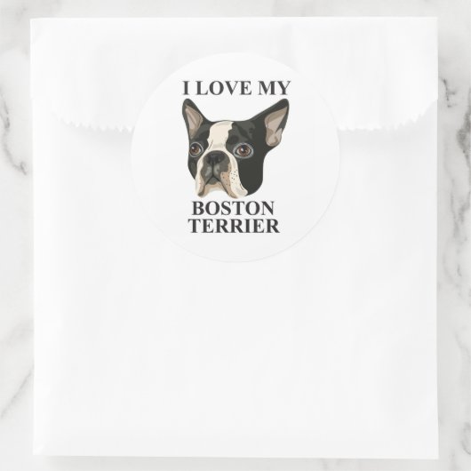 Boston Terrier Liebe Runder Aufkleber (Tasche)
