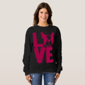 Boston Terrier Liebe Square in Rosa Entspannte Lag Sweatshirt (Vorne ganz)