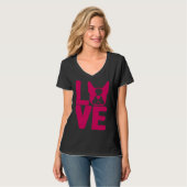 Boston Terrier Liebe Square in Rosa Entspannte Lag T-Shirt (Vorderseite Vollansicht)