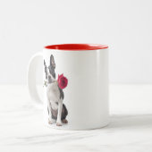 Boston Terrier Liebe Zweifarbige Tasse (Vorderseite Links)
