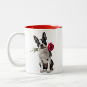 Boston Terrier Liebe Zweifarbige Tasse (Links)
