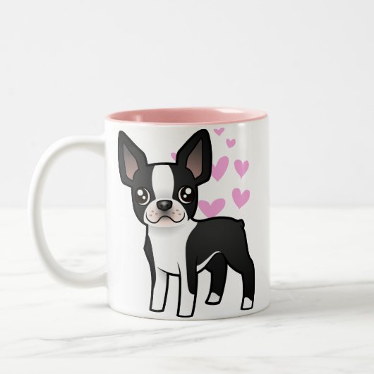 Boston-Terrier-Liebe Zweifarbige Tasse (Links)