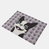 Boston Terrier, Lila Flieder Fußmatte (Schrägansicht)