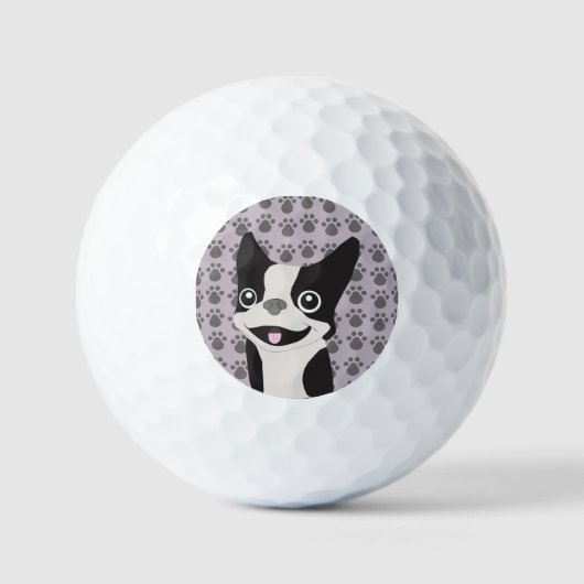 Boston Terrier, Lila Flieder Golfball (Vorderseite)