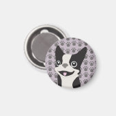 Boston Terrier, Lila Flieder Magnet (Vorderseite/Rückseite)