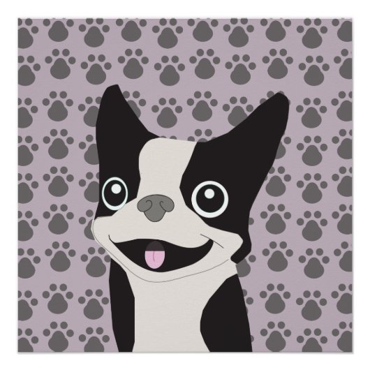 Boston Terrier, Lila Flieder Poster (Vorderseite)