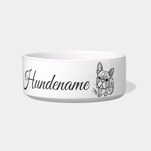 Boston Terrier Line Art personalized bowl Napf (Vorderseite)