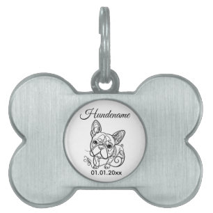 Boston Terrier Line Art Personalized Tag Tiermarke