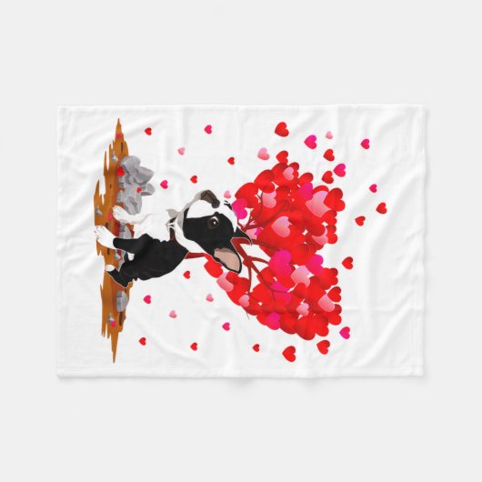 Boston Terrier Lover Heart Shape Boston Terrier Va Fleecedecke (Vorderseite (Horizontal))