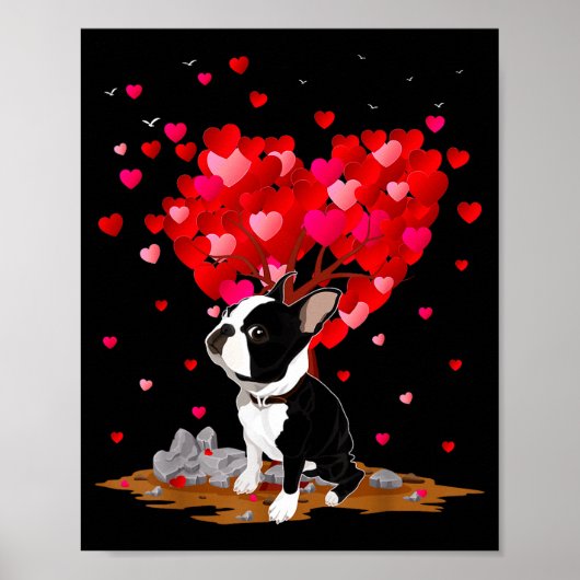 Boston Terrier Lover Heart Shape Boston Terrier Va Poster (Vorne)