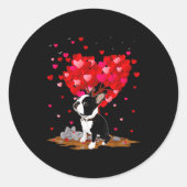 Boston Terrier Lover Heart Shape Boston Terrier Va Runder Aufkleber (Vorderseite)