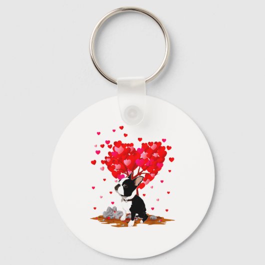 Boston Terrier Lover Heart Shape Boston Terrier Va Schlüsselanhänger (Vorderseite)