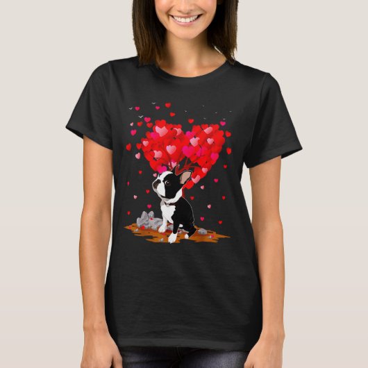 Boston Terrier Lover Heart Shape Boston Terrier Va T-Shirt (Vorderseite)