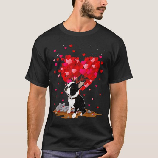 Boston Terrier Lover Heart Shape Boston Terrier Va T-Shirt (Vorderseite)