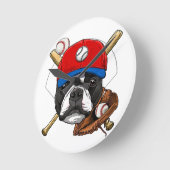 Boston Terrier Lovers Clock | Wanddekoration | Runde Wanduhr (Winkel)