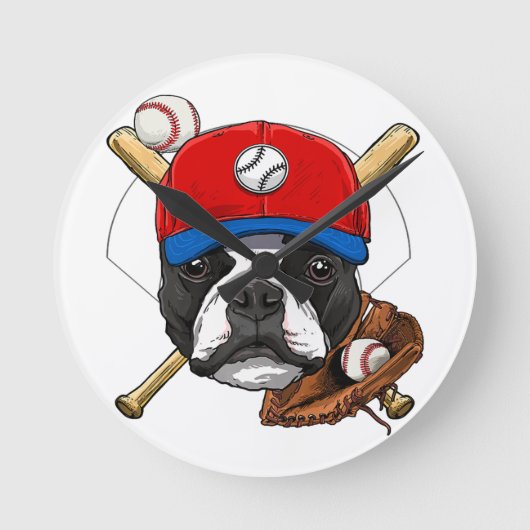 Boston Terrier Lovers Clock | Wanddekoration | Runde Wanduhr (Vorderseite)
