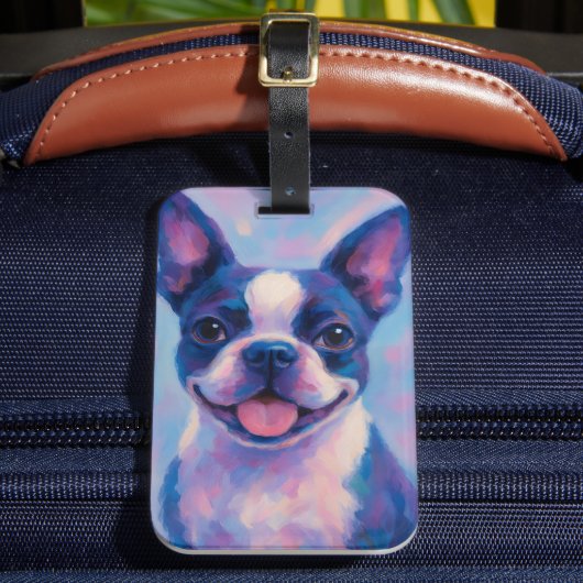 Boston Terrier Luggage Tag Gepäckanhänger (Vorderseite Insitu 2)