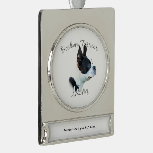 Boston Terrier Mama 2 Banner-Ornament Silber (Rechts)