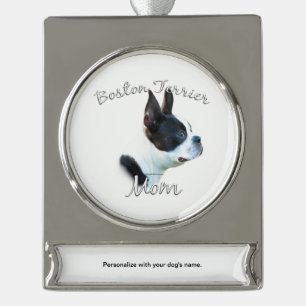 Boston Terrier Mama 2 Banner-Ornament Silber