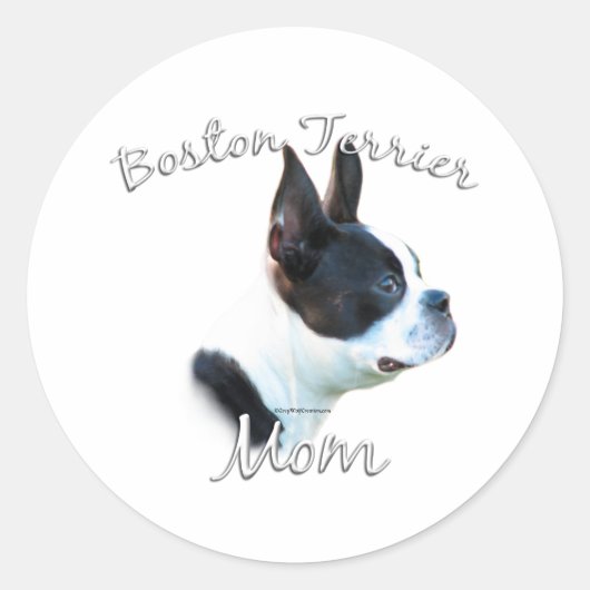 Boston Terrier Mama 2 Runder Aufkleber (Vorderseite)