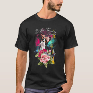 Boston Terrier Mama Florals Niedlich Hunde Mama Mu T-Shirt