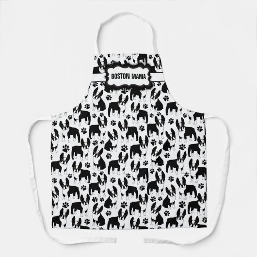 Boston Terrier Mama oder Mama Funny Schürze (Vorderseite)