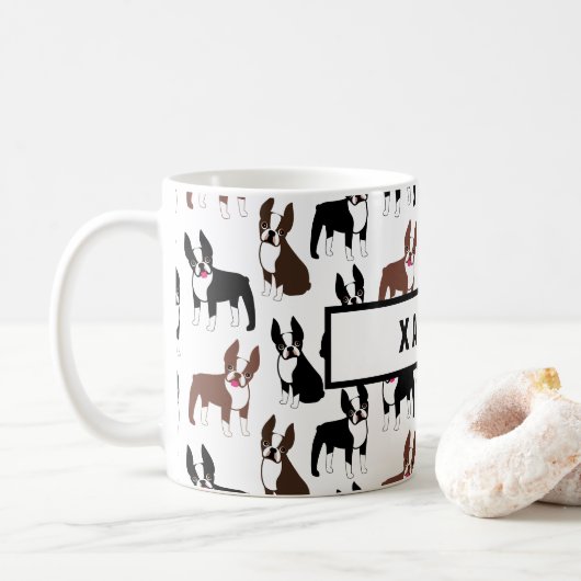 Boston Terrier Mama oder Vater Name Kaffeebezeichn Kaffeetasse (Mit Donut)